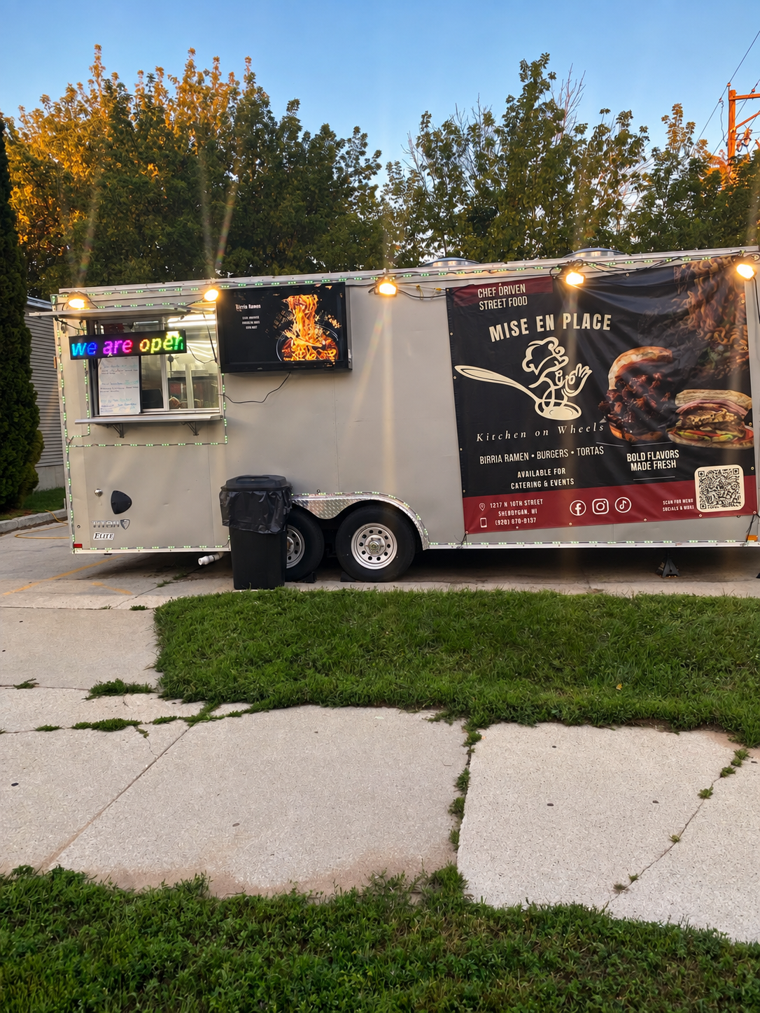 Mise en Place food truck with new branding, banner and digital display