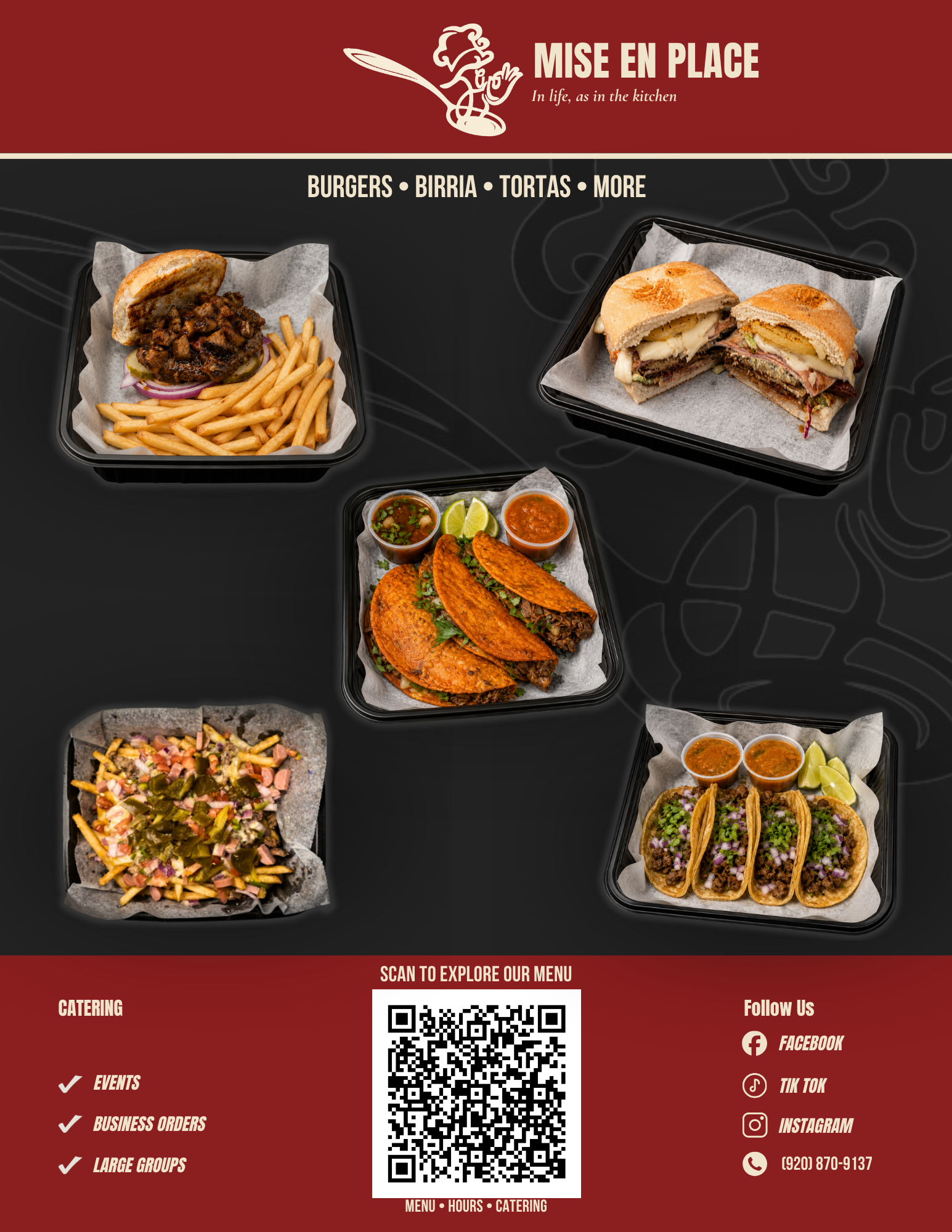Flyer design, version two, red header and footer